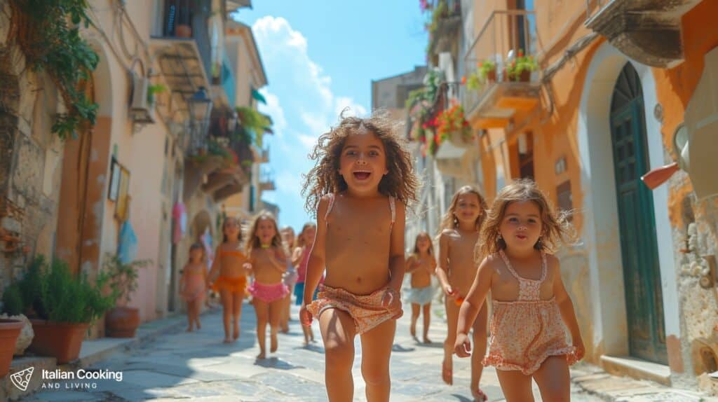 Little girls in Sicily Playing
