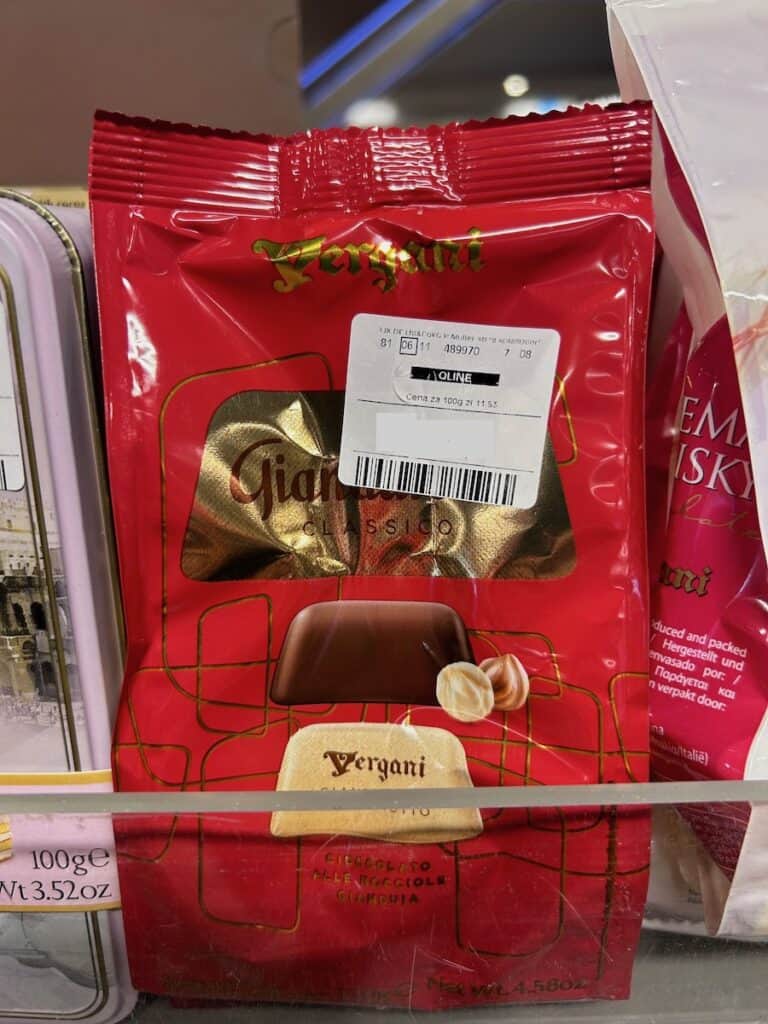 Vergani candies displayed in Italy
