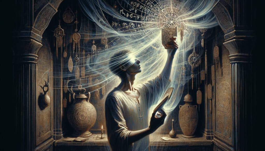 Illustration of a person performing a protective ritual