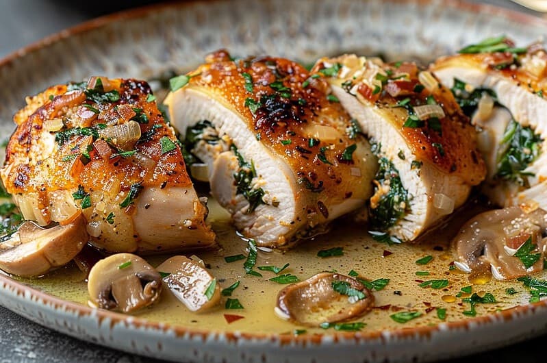 Chicken Involtini with Spinach, Prosciutto and Fontina Cheese 