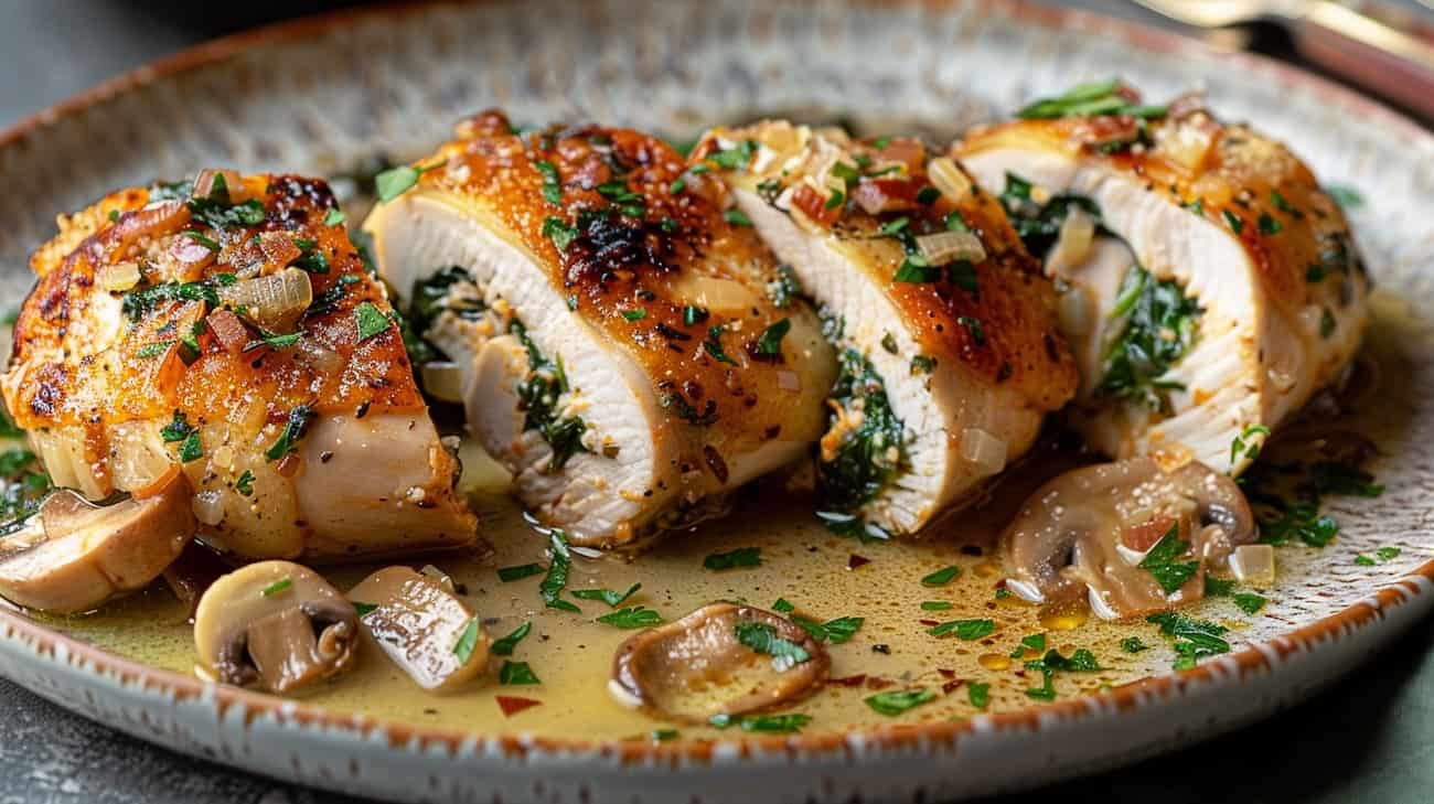 Chicken Involtini with Spinach, Prosciutto and Fontina Cheese 