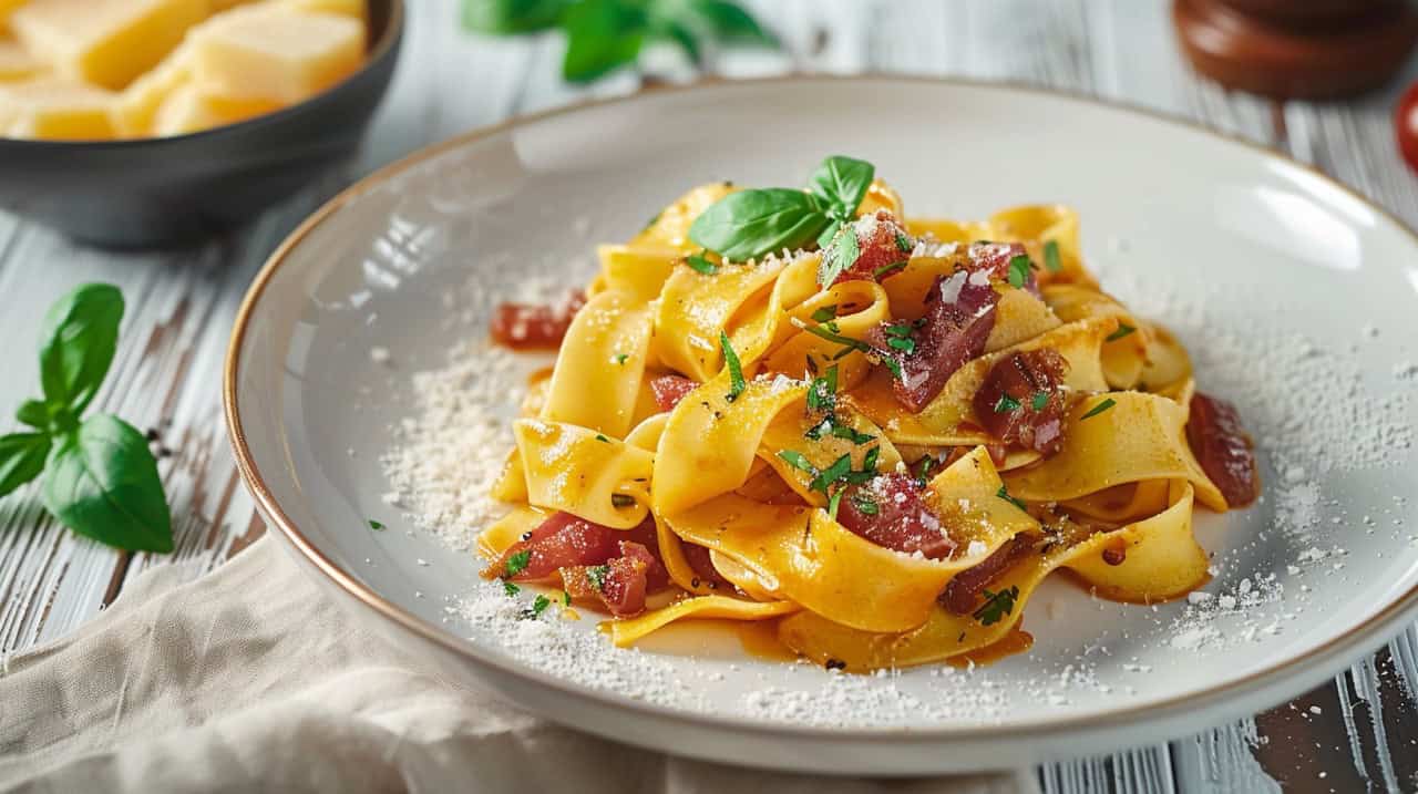Pappardelle with Spicy Tomato and Pancetta